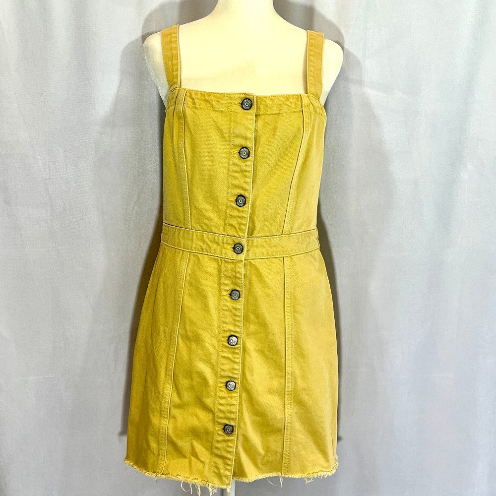 Boyish By Her Kennedy Yellow Denim Mini Skirt Overalls Dress Size Small - Picture 4 of 13